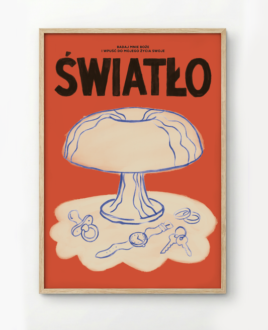 Plakat chrześcijański „Jego światło" z motywem Bożego światła, polska produkcja – Pracownia Manna