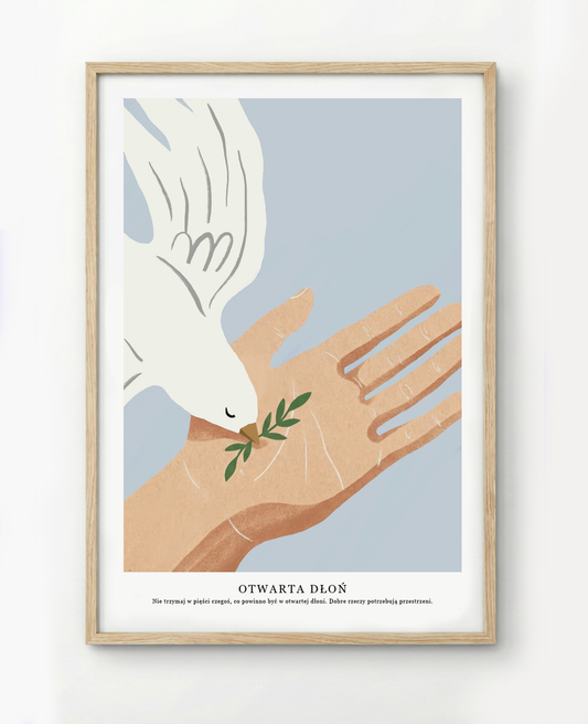 Plakat chrześcijański „Otwarta dłoń" z motywem zaufania Bogu, polska produkcja – Pracownia Manna