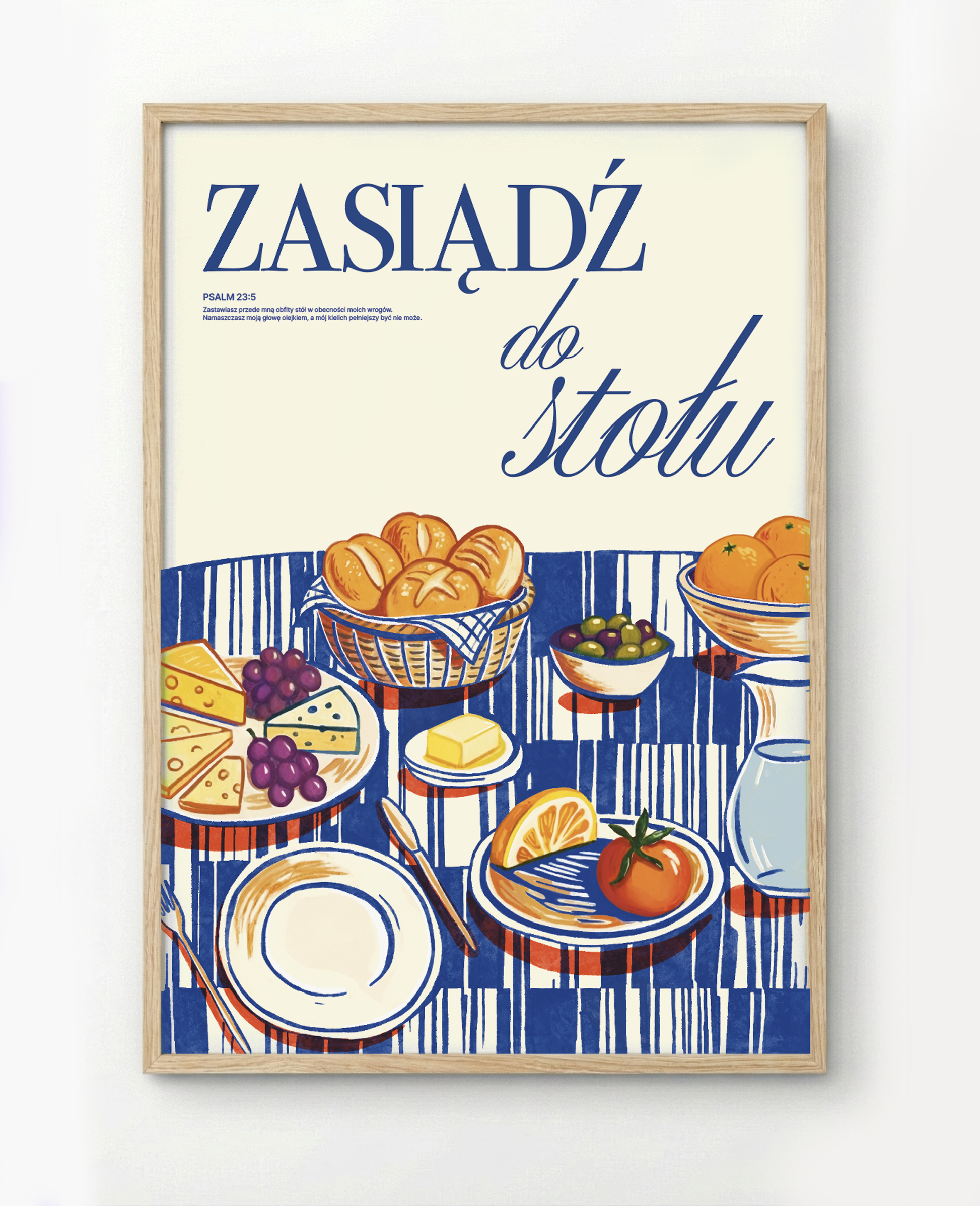 Plakat chrześcijański „Obfity stół" inspirowany Psalmem 23, polska produkcja – Pracownia Manna