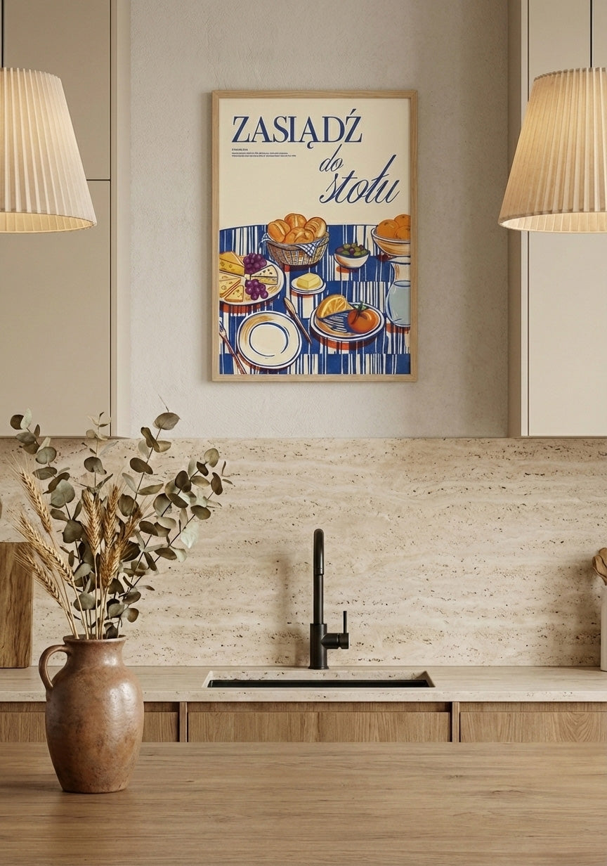 Plakat chrześcijański „Obfity stół" inspirowany Psalmem 23, polska produkcja – Pracownia Manna