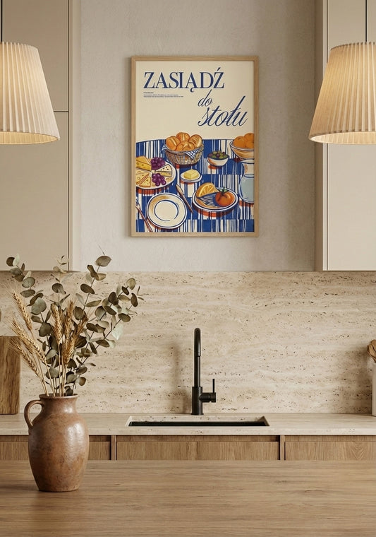 Plakat chrześcijański „Obfity stół" inspirowany Psalmem 23, polska produkcja – Pracownia Manna